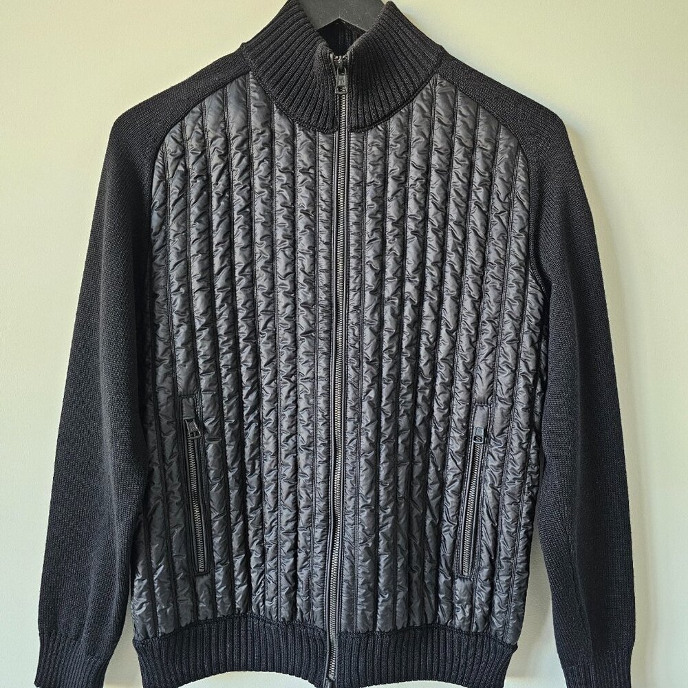 POWT MONCLER Black Maglione Tricot Cardigan Sweater Knit Jacket Men's Large
